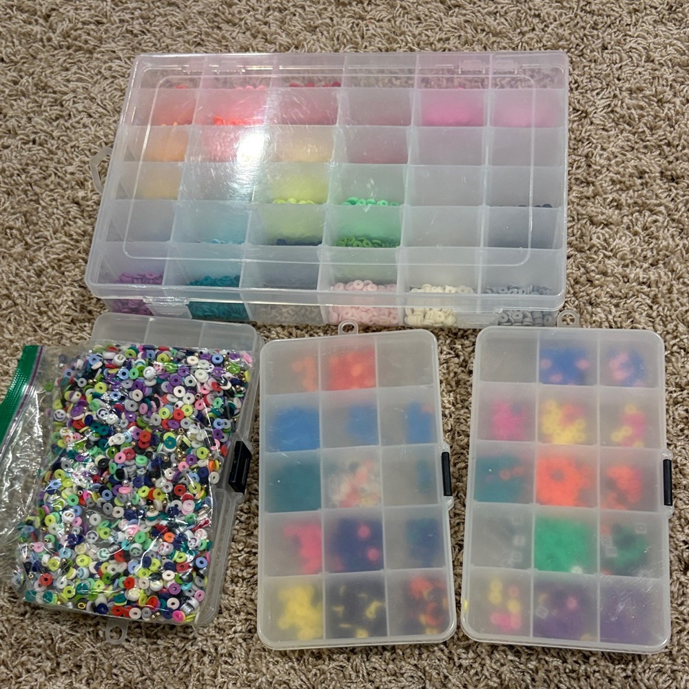 Colorful Bead Organizer Set w/ clay beads